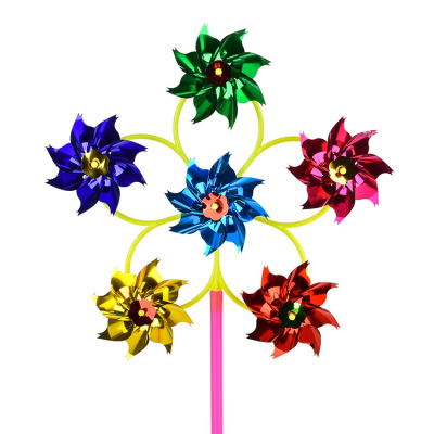 Five-Wheel Sequined Windmill Children's DIY Windmill Experiment Hands-on Pinwheel Toy Square Gift Rewards