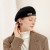 Hat Female Autumn and Winter Wool Beret Pu Edge Stereo Leather Tag Hat Beret British Retro Woolen Beret Beret