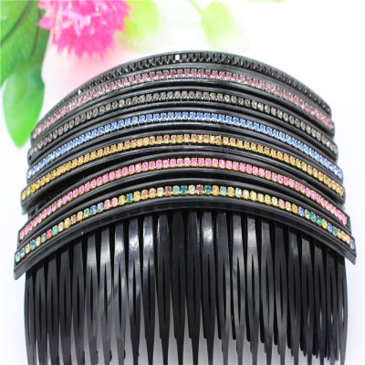 New Hair Accessories Hair Comb Black Plastic Diamond Headdress Large Hair Comb Yiwu Small Jewelry Department Store Factory Direct Sales