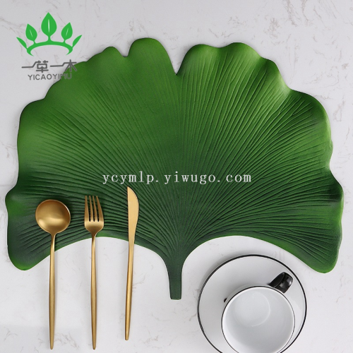 imitate leaves ginkgo leaf pastoral style wedding decoration placemat eva non-slip heatproof decorative painting dining table cushion