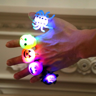 Halloween Small Gift Gift Dance Party Finger Lights Luminous Toy Small Gifts for Children Pumpkin Bat Ring