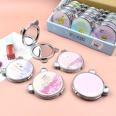 Makeup Double Mirror Portable Folding Mirror Hanging Decoration Student Cartoon Handheld Makeup Mirror Dressing Mirror