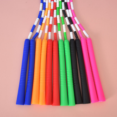 Bamboo Rope Skipping Kindergarten Children's Pattern Soft Bead Non-Knotted Primary and Secondary School Students Adjustable High School Entrance Examination Bead Rope Skipping