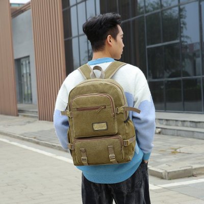 New Cross-Border Unisex Multi-Purpose Canvas Waterproof Material Backpack Laptop Bag Student Schoolbag