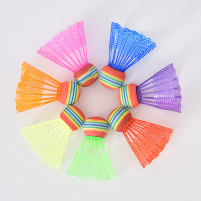 Foreign Trade Hot Selling Color Badminton Color Foam Ball Head Plastic Ball Children Badminton Colorful Random