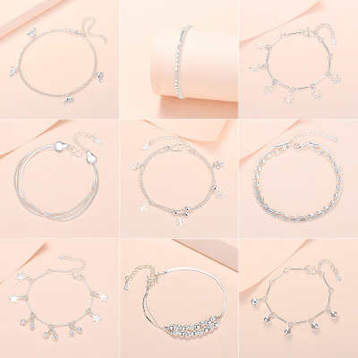 Sales Anklet Wholesale Internet Celebrity Jewelry Silver Plated Anklet Bell Love Star Flower Mickey Mouse Ornament