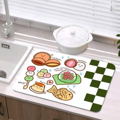 Kitchen Water Draining Pad Disposable Heat Insulation Oil-Absorbing Countertop Sink Edge Strong Absorbent Non-Slip Drying Mat Can Be Cut