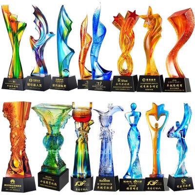 Ancient French Glaze Trophy Creative Crystal Lettering High-End Commemorative Gift Annual Meeting Excellent Staff Sales Team
