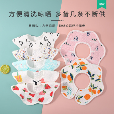 Baby Cotton Saliva Towel Toddler and Baby Bib Bib Cotton Newborn Waterproof Meal Baby Products Foreign Trade