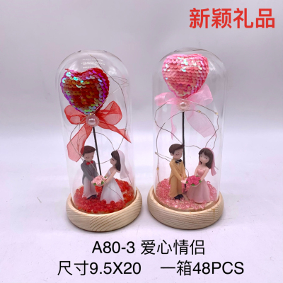 Factory Direct Sale Valentine's Day Love Couple Glass Cover Star Light Gift