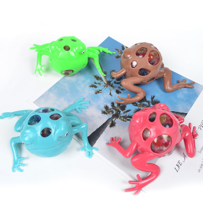 Cross-Border Supply TPR Vent Frog Squeeze Ball Decompression Grape Ball Cartoon Animal Whole Person Toy Factory Direct Sales
