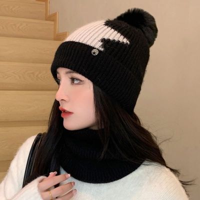 Autumn and Winter Warm Wool Hat Women's Fashion All-Matching Knitted Hat Wind Proof Net Red Korean Style Fleece-Lined Thick Wool Hat