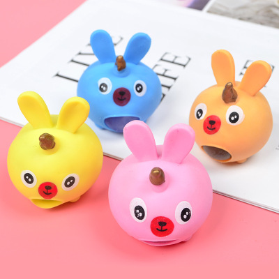 Stall Supply TPR Vent Toy Single-Horned Animal Vent Ball Trick Decompression Toy Stress Ball Factory Direct Sales