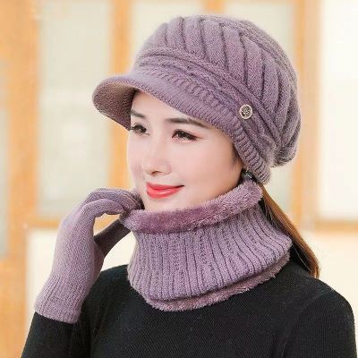 Autumn and Winter Middle-Aged and Elderly People's Hats Grandma Warm Wool Hat Fashion All-Match Plush Hat One Piece Dropshipping