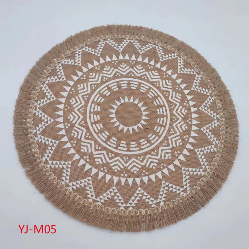 nordic geometric simple placemat woven tassel edge table mat bowl plate cotton linen thickening heat insulation pad