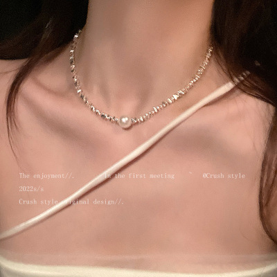 Single Pearl Pendant Necklace for Women Summer 2022 New Temperament Clavicle Chain Trending Unique All-Matching Necklace