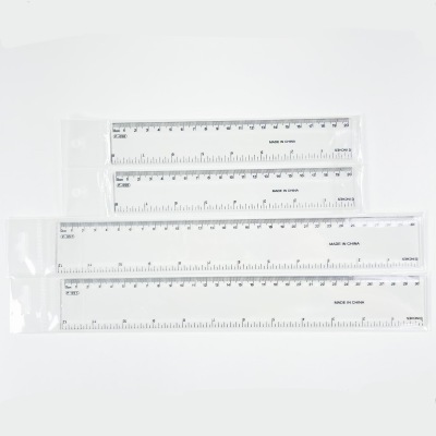 Plastic Ruler Office Drawing Tool 15/20/30cm Transparent Scale Ruler Primary School Student Bilateral Inch Hard Ruler