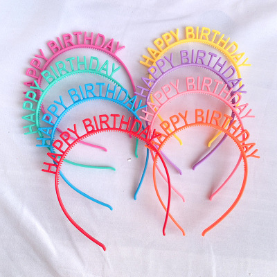Internet Celebrity Birthday Hat Candy Color Happy Birthday English Headband Girls Photo Headband Dress up Birthday Party Headdress