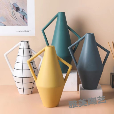 Ceramic Vase Decoration Morandi Nordic Creative Furnishings Living Room Flower Arrangement and Flowerpot Hallway Showroom Soft Decoration