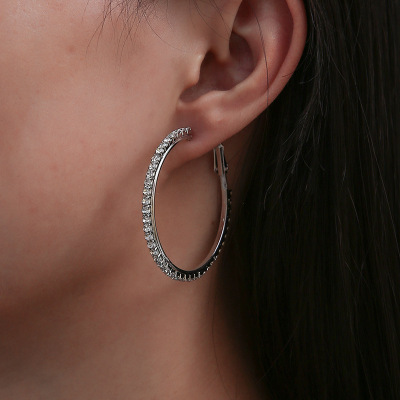 and American Splendid Diamond Geometric round Ring Earrings Korean Temperament Wild Big Ear Ring Eardrop Earring Female