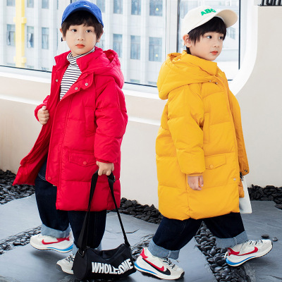 2022 New Children's down Jacket Mid-Length Boys and Girls Thickened Baby down Jacket Medium and Big Children down Jacket