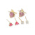 Needle One Card Three Pairs Simple Stud Earrings Suit Women's Small Delicate Earrings Peach Heart Bow Earrings Wholesale