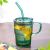 Large Capacity Good-looking Modern Simple Home Breakfast Coffee Milk and Tea Cups Small Gift Green Straw Rand Cup