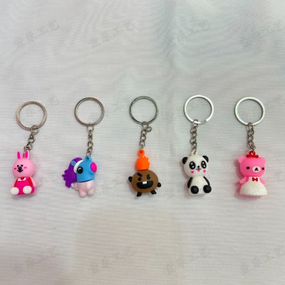 Hot Selling Cartoon Flexible Rubber Key Chain Animal Key Accessories Three-Dimensional Doll Mini Pendant