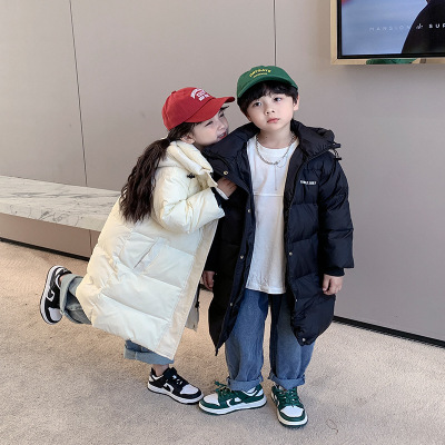Children's Clothing Children's down Jacket Mid-Length Hooded 2022 White Duck down Medium and Small Boys and Girls Children's Jacket Winter