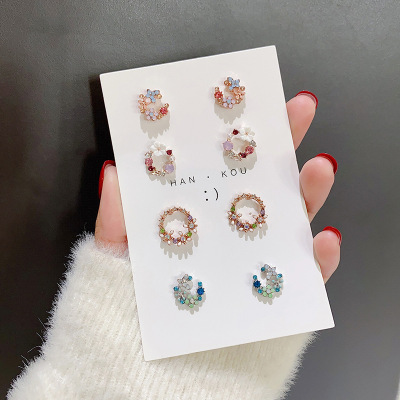 Flower Elegant Flower Earrings Female Online Influencer Artistic Temperament Daisy Stud Earrings Korean Personality Sterling Silver Needle Ear Rings