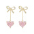 Winter New Elegant Stud Earrings for Women Sterling Silver Needle High-Grade Tassel Peach Heart Earrings Bow Eardrops