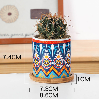 Cylindrical Succulent Ceramic Flowerpot