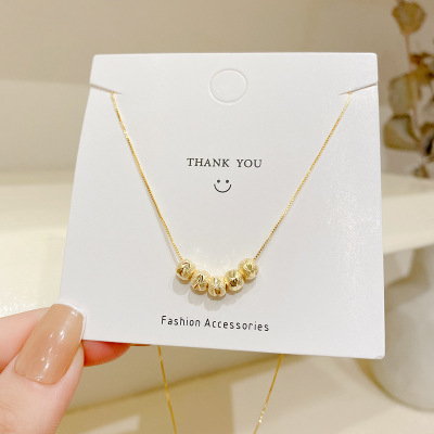 Foreign Trade Golden Beanie All-Match Necklace Korean Style Simple Ins Cold Style Clavicle Chain Fashion Graceful Online Influencer Accessories