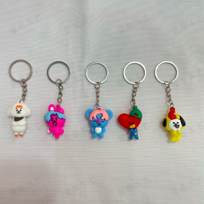 Hot Selling Cartoon Soft Rubber Animal Keychain Key Accessories Three-Dimensional Doll Mini Pendant