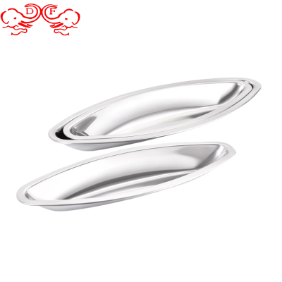 Df99001 Stainless Steel with Magnetic Fish Dish Stainless Steel Fish Boat Plate Stainless Steel Egg Plate Oval Export Foreign Trade