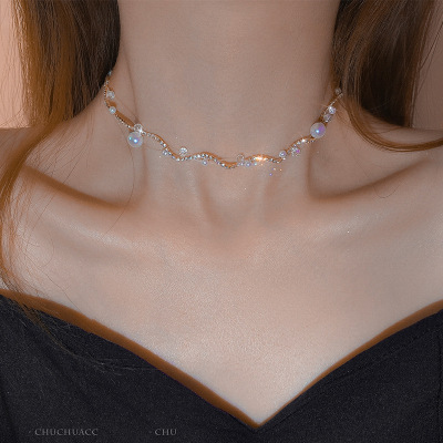 Light Luxury Minority Design High-Grade Pearl Necklace Clavicle Chain Female 2022new Refined Grace Necklace Accessories