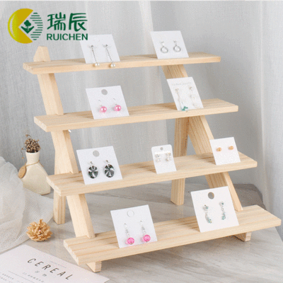Patent Wooden Earring Cards Paper Holder Stall Live Jewelry Ear Storage Rack Jewelry Shelf Handmade Toy Display Stand