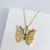 Europe and America Cross Border Supply Niche Personality Hip Hop Fashion Ornament Design Color Zircon Butterfly Necklace Pendant for Women