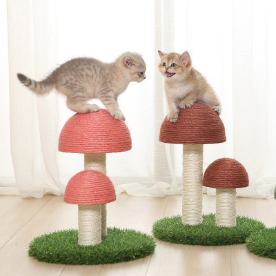 Cat Climbing Frame Tong Tianzhu Natural Flax Mushroom Scratching Pole Emulational Lawn Large Wear-Resistant Cat Toy Scratch Board