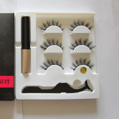 False Eyelashes Qingdao Pingdu Five Magnetic Magnetic Liquid Eyeliner with Tweezers Eyelash Three Pairs