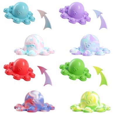 Cross-Border Flip Octopus Doll Double-Sided Flip Toy Octopus Pendant Silicone Decompression Toy Decompression Puzzle