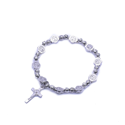 Factory Direct Sales Religious Ornament Saint Benedict Ancient Silver Cross Beads Bracelet Cross Icon Bracelet Beads Bracelet