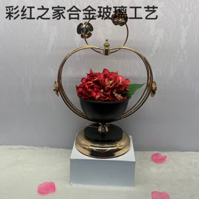 Creative Neo Chinese Style Ornaments Living Room Wine Cabinet Decoration Tea Table Hallway Iron Vase Floral Room Decoration