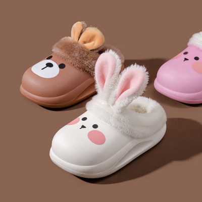 Xiaolumili Children's Cotton Shoes Wholesale Boys and Girls Korean Style Versatile Cotton Slippers Thick Non-Slip Plush Slippers Wholesale