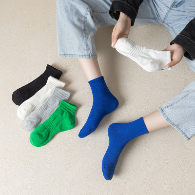 2022 New Pure Color Socks Men's and Women's Early Autumn Waist-Tied Tube Socks Ins Fashionable Outdoor Wear Japanese Sports Style Cotton Socks