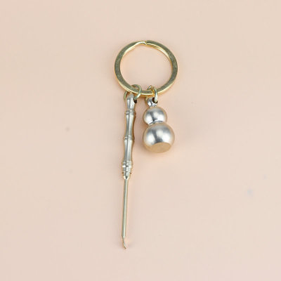 Factory Supply Pure Copper Keychain Copper Gourd Pendant Car Key Ring If Pendant Earpick Wholesale
