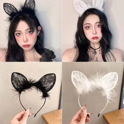 and America Cross Border Sexy Lingerie Cat Ears Lace Feather Headband Headband Amazon Role Play Foreign Trade Headwear