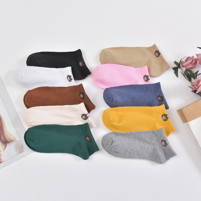 Bear Socks Foreign Trade Invisible Socks Ins Socks Little Daisy Women's Boat Socks TikTok Zhuji Factory Wholesale