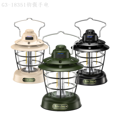 Cross-Border Warm Led Camping Lamp Built-in TYPE-C Fast Charging Tent Light with Output Camping Lantern Portable Barn Lantern