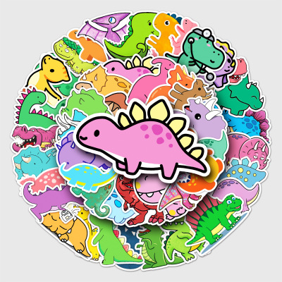 50 Small Dinosaur Graffiti Stickers Cross-Border Cartoon Animal Stickers DIY Mobile Phone Water Cup Luggage Stickers Waterproof